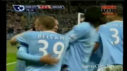 Man City 2 - 0 Wigan (tevez) 