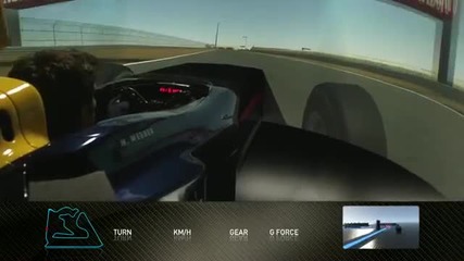 Една обиколка на пистата Сахир с Mark Webber със симулатора на Red Bull F1 Team 