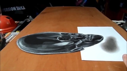 Anamorphic illusion, Drawing Levitating 3d Crystal Skull, Time Lapse