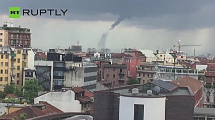Watch the Moment Tornado Forms South of Milan