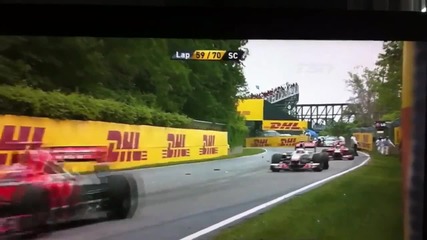 F1 Гран при на Канада 2011 - Марашал се спъва на пистата и пада и за малко не го сгазват Hd