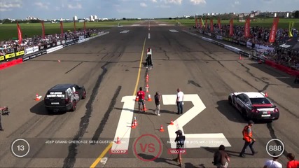 Jeep Srt8 Turbo vs Lamborghini Gallardo vs Nissan G T R