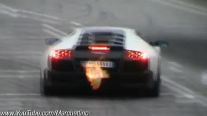 Lamborghini drifting Огън От Ауспуха