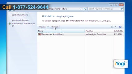 Uninstall Malwarebytes’® Anti-malware in Windows® 7