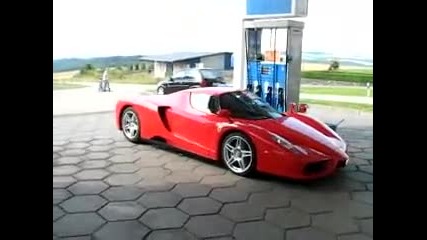 Ferrari Enzo leaving gas station 