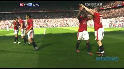 Manchester United vs Manchester City - гол на Wayne Rooney 1:0