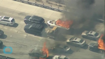California Wildfire Envelopes Los Angeles Freeway Burning Vehicles