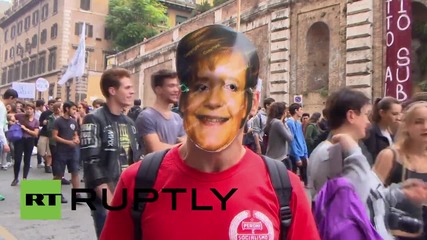 Italy: Students protest against Renzi's education reforms and EU austerity