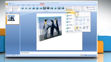 Microsoft® Powerpoint 2007: How to add effect to a picture on Windows® Vista?