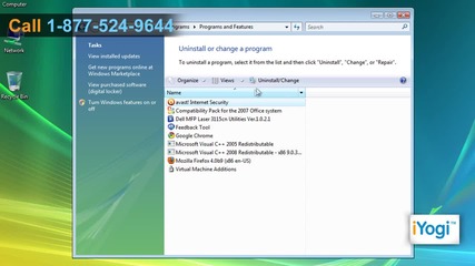 Uninstall avast!™ Internet Security 5.0 from Windows® Vista