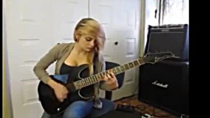 Hottest Female Shredding Guitarist Shreds Guitar to bits!