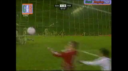 Nicklas Bendtner goal for Denmark vs Portugal