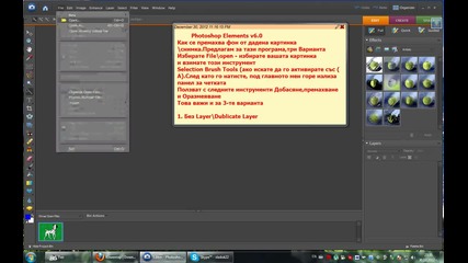 Photoshop Elements v6 Премахва фон на Снимката (без Dublicate Layer)