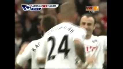 Бербатов с асистенция за 2-2 Arsenal vs. Fulham