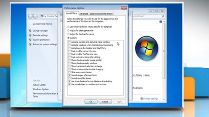 Windows® 7: How to change the visual effects settings?