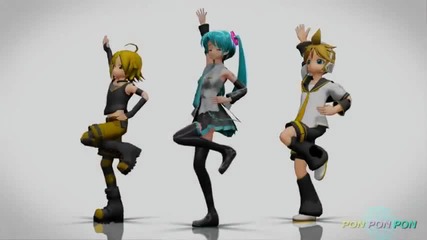Akita Nero, Hatsune Miku, Kagamine Len - Ponponpon