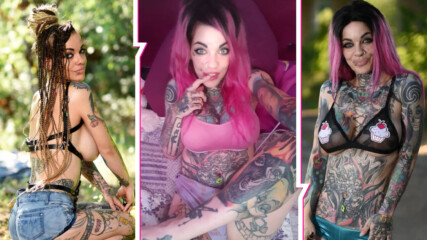 Най-татуираната в Разград показа стегнати гърди, искат я в 18+ филм