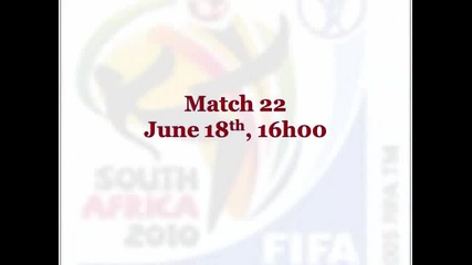 2010 Fifa World Cup - Fixtures for first stage matches 