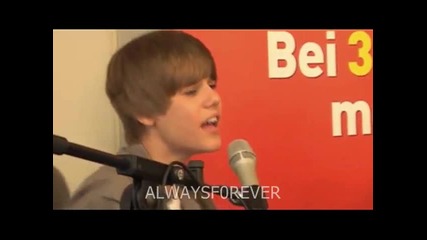 Justin at Hr3 in Germany - Funny Moments - 