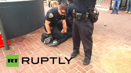 USA: 14 policemen take down homeless amputee because of 'crutch waving'