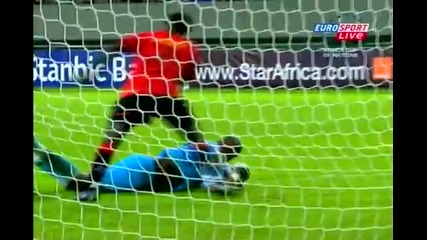 Funny moment in Africa Cup 2010 - Goalie Joao Rafael Kapango makes a spectacular salto. 