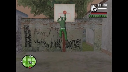 Gta San Andreas Cj вкарва кош със забивка