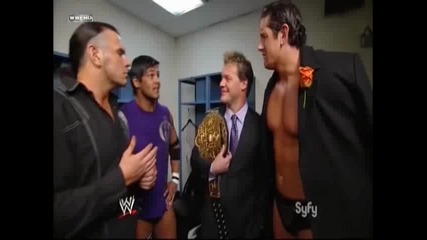 Backstage между Matt Hardy, Justin Gabriel и Chris Jericho, Wade Barett [ Nxt 09.03.10]