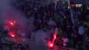 Факли горяха по тибуните на Лудогорец Арена преди мача с ЦСКА