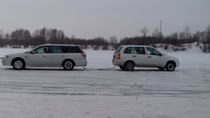 Двубой : Subaru срещу Lada Kalina