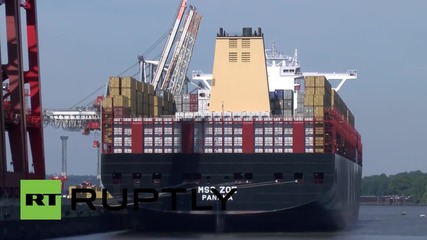 Germany: One of the world's largest cargo ships docks in Hamburg