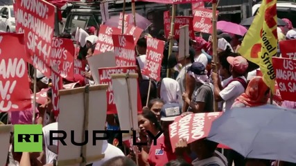 Philippines: Anti-US protesters clash with police outside American embassy