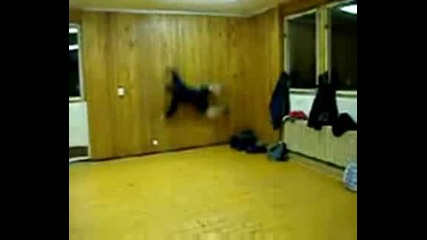 Idiot jumps against wall