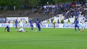 Hassimi Fadiga with a Red Card vs. Slavia Sofia