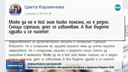 Караянчева се извини за изказването си, че замразяването на депутатските заплати е популизъм