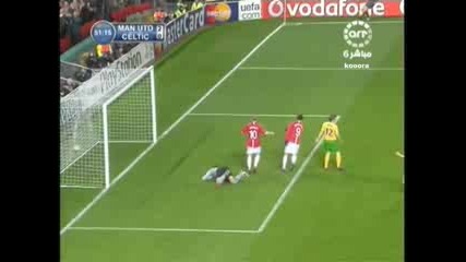 Бербатов вкарва гол в ШЛ в мача Манчестър Юнайтед 3:0 Селтик 21.10