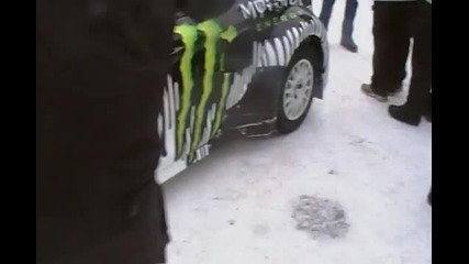 Travis Pastrana, Ken Block, And Dave mirras car at Sno Drift Rally 2010 