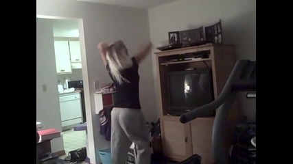 Crazy Blonde girl dancing