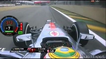 F1 Гран при на Бразилия 2012 - Hamilton печели пол позишъна + тийм радио [hd][onboard]