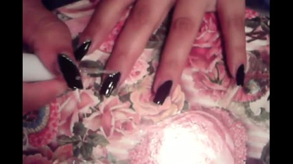 Nail Art Tutorial Black & Silver Polish On Natural Long Nails