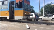 Катастрофираха трамвай и автобус в София
