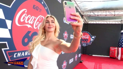Charlotte Flair drives the pace car at the Coca-Cola 600