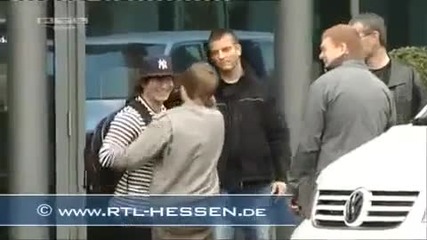 Justin Bieber running into a door