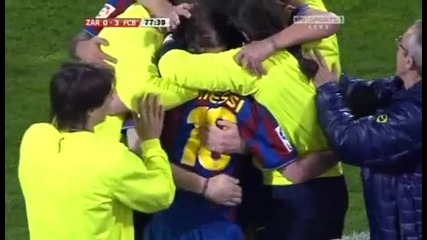 Real Zaragoza 0 - 3 Barcelona (goal Messi) 