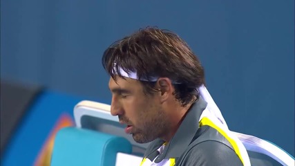 Маркос Багдатиес се нахъсва яко по време на почивката .. Australian Open 2013