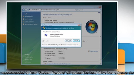 Windows® Vista: How to turn off System Restore