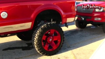 Candy Red Ford F-350 Super Duty Truck lifted on 24`s - 1080p