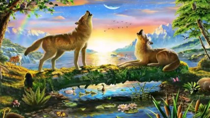 Песента на вълците! ... (painting) ... ( Leo Rojas Pan Flute)
