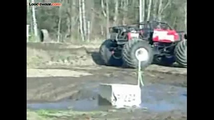 Monster Truck does backflip 
