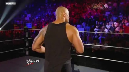 Wwe The Rock 'rock Bottom' and Peoples Elbow to Michael Cole 5_2_11