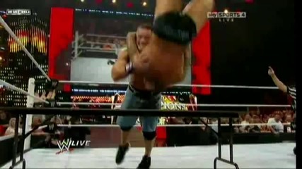 Randy Orton Attitude Adjusment Into Rko to John Cena Trough Table